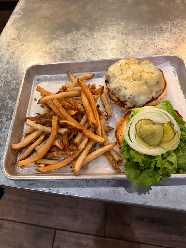 Mushroom Swiss Burger.